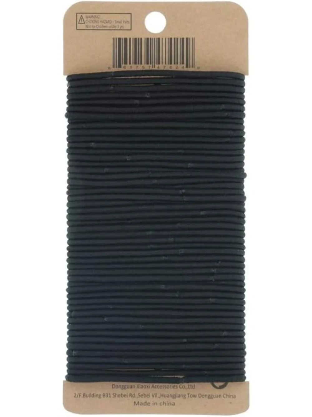 50 Count No-Metal Girls Elastic Hair Ties - Soft Black 2mm Women's Hair Elastics